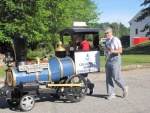 2015 9-12 Greene Village Day Parade, Dan Coulombe inside the train; Tom outside.jpg