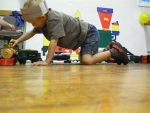 Child playing with trains